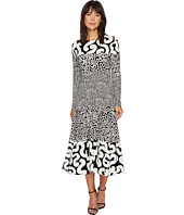 KAMALIKULTURE by Norma Kamali - Spliced Long Sleeve Flared Dress